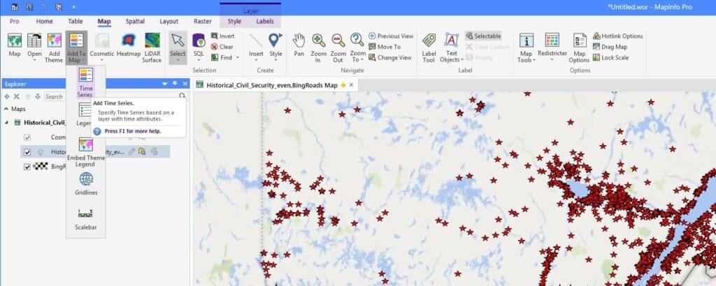 Time series capabilities or Mapinfo Pro v2021