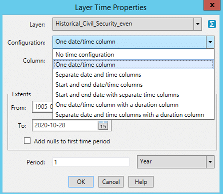 Layer time properties of Mapinfo Pro v2021