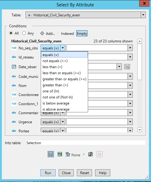 Select by attribute feature of Mapinfo Pro v2021